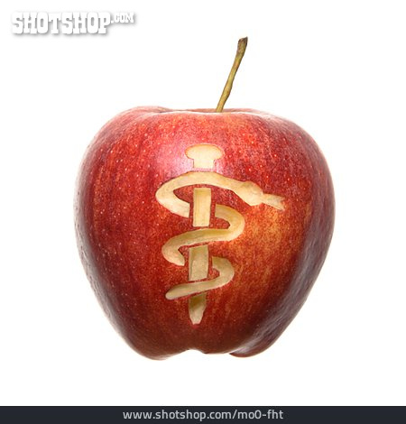 
                Gesunde Ernährung, Apfel, äskulapstab                   