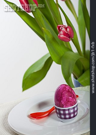
                Osterei, Tulpe, Blumenstrauß, Frühstücksei                   