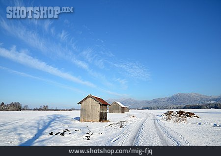 
                Winterlandschaft, Verschneit, Hütte                   