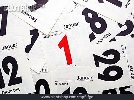 
                Neujahr, Kalenderblatt, Januar, Tageskalender                   