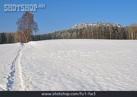 
                Winterlandschaft, Schneespur, Sächsische Schweiz                   