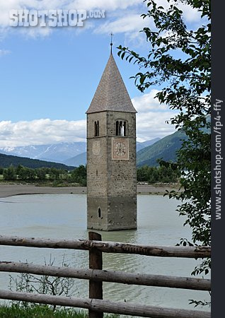 
                Kirchturm, Reschensee                   