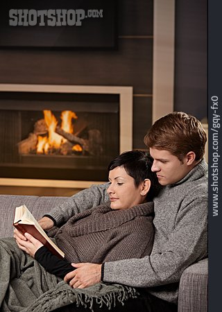 
                Domestic Life, Reading, Love Couple                   