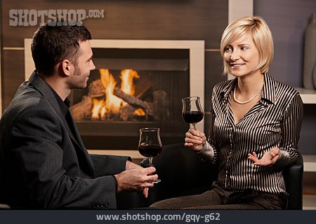 
                Couple, Drinking, Red Wine                   
