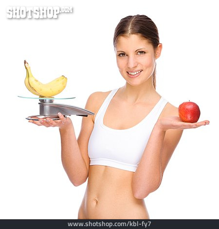 
                Junge Frau, Gesunde Ernährung, Obstdiät                   