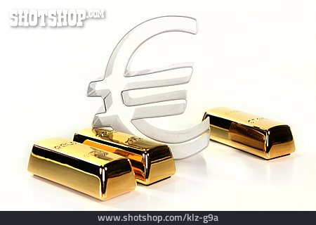 
                Euro, Eurozeichen, Goldbarren                   