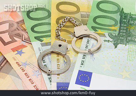 
                Geldschein, Korruption, Handschelle                   