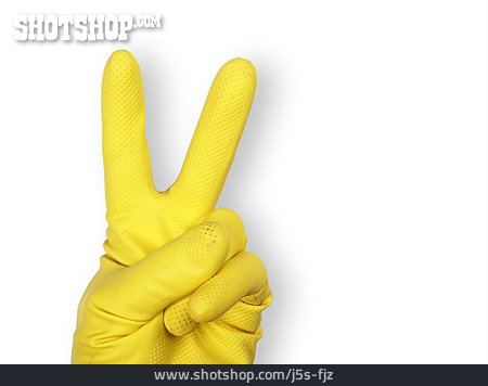 
                Handzeichen, Victory, Gummihandschuh                   