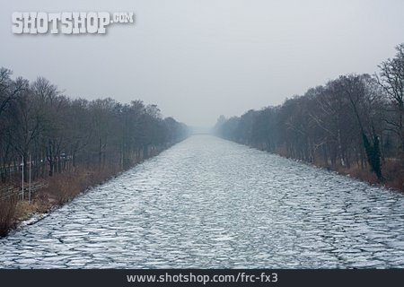 
                Winterlandschaft, Zugefroren, Kanal                   