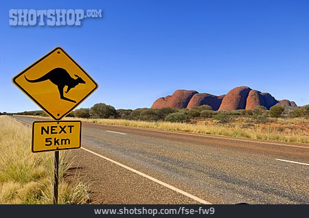 
                Traffic Sign, Kangaroo, Kata Tjuta                   
