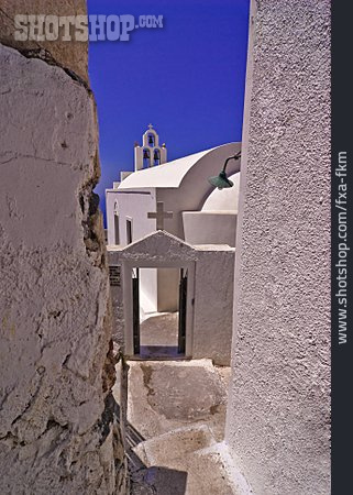 
                Kirche, Gasse, Santorin, Mediterran                   