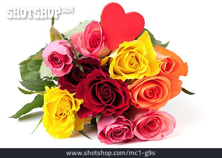 
                Liebesbotschaft, Rosenstrauß, Blumengeschenk                   