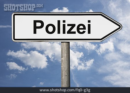 
                Wegweiser, Polizei, Polizeischild                   
