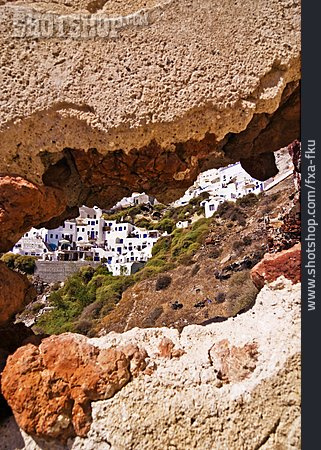 
                Griechenland, Felswand, Durchblick, Santorin                   