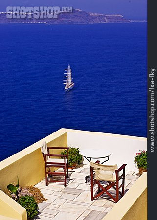 
                Meer, Ausblick, Griechenland, Santorin, Terrasse                   