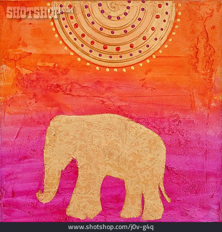 
                Elefant, Indisch, Acrylmalerei                   
