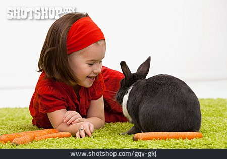 
                Mädchen, Haustier, Kaninchen                   