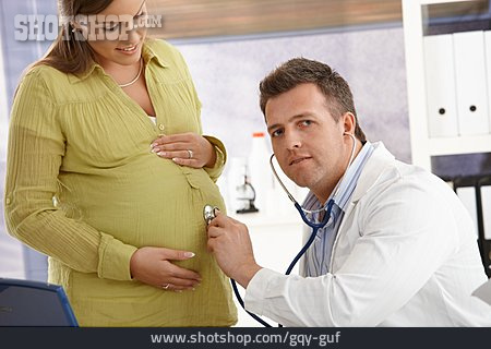 
                Abhören, Schwangere, Gynäkologe, Schwangerschaftsuntersuchung                   