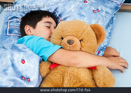 
                Junge, Schlafen, Teddy                   