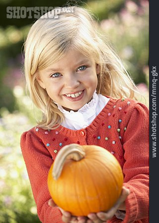 
                Girl, Squash, Pumpkin Harvest                   