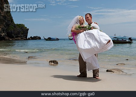 
                Strand, Hochzeitspaar, Hochzeitsreise                   