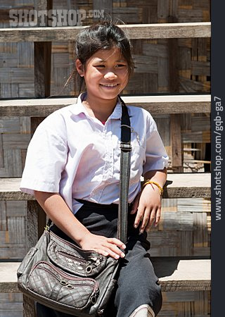 
                Girl, School Uniform, Laotian                   