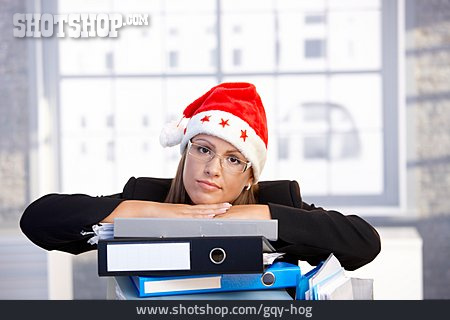 
                Büroangestellte, überstunden, Weihnachtsmannmütze                   