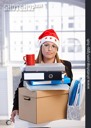 
                Büroangestellte, überstunden, Weihnachtsmannmütze                   
