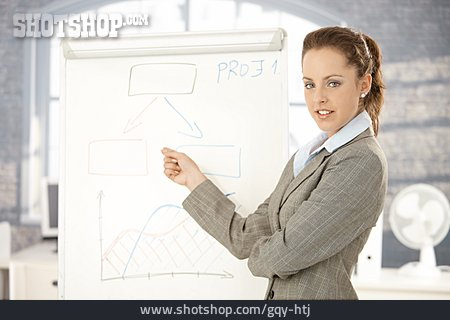 
                Geschäftsfrau, Büroangestellte, Präsentieren                   