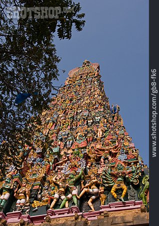 
                Tempel, Minakshi-tempel, Gopuram                   