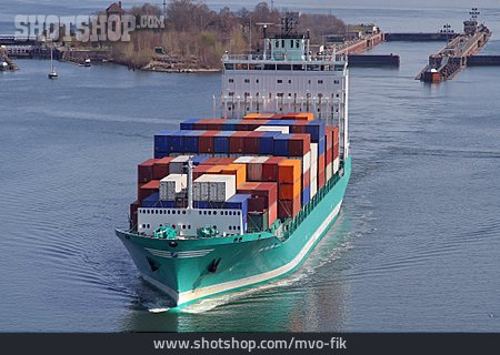 
                Frachtschiff, Containerschiff, Nord-ostsee-kanal                   