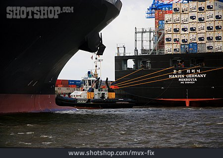 
                Containerschiff, Lotsenboot                   