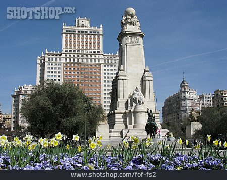 
                Denkmal, Madrid, Plaza De Espana, Cervantes                   