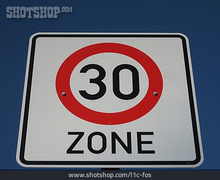 
                Verkehrsschild, 30, Geschwindigkeitsbeschränkung                   