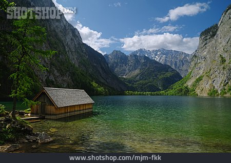 
                Bergsee, Holzhütte                   
