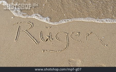 
                Sand, Rügen, Schriftzug                   