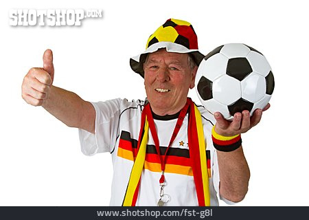 
                Senior, Daumen Hoch, Fußballfan                   