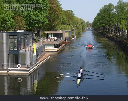 
                Canal, Hamburg, Houseboat                   