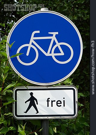 
                Hinweisschild, Fußgänger, Radweg                   