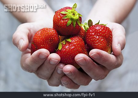 
                Hand, Erdbeeren                   