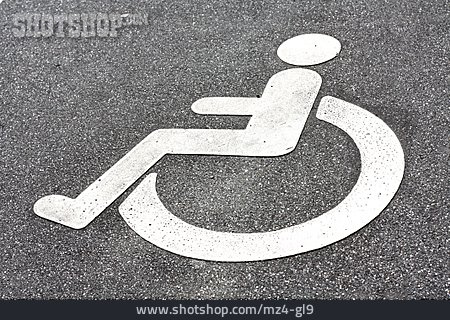 
                Asphalt, Piktogramm, Behindertenparkplatz                   