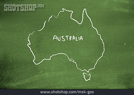 
                Australien, Umriss, Erdkunde, Tafelbild                   