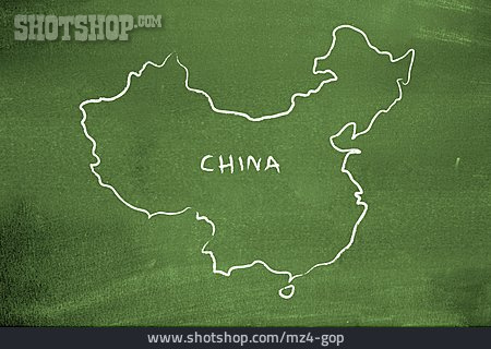 
                Landkarte, China, Tafelbild                   
