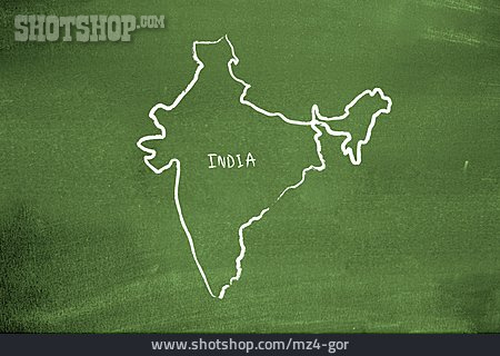 
                Landkarte, Indien, Tafelbild                   