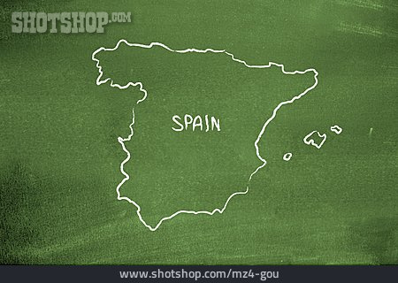 
                Spanien, Landkarte, Tafelbild                   