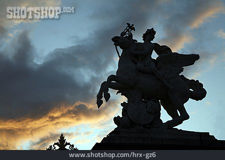 
                Silhouette, Statue, Reiterstandbild, Jardin Des Tuileries                   