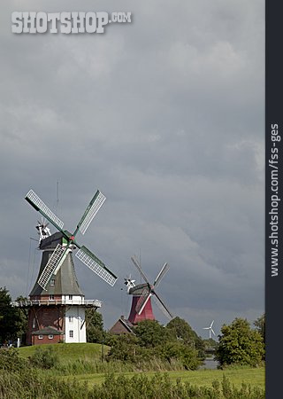 
                Windmühle, Ostfriesland, Greetsiel, Zwillingsmühlen                   