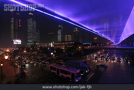 
                Shanghai, Straßenverkehr, Yan An Viadukt, Xizang Straße                   