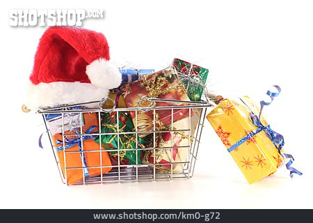 
                Geschenke, Einkaufskorb, Weihnachtseinkauf                   