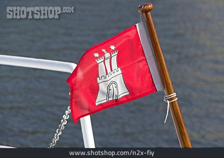 
                Flagge, Hamburg, Stadtwappen                   